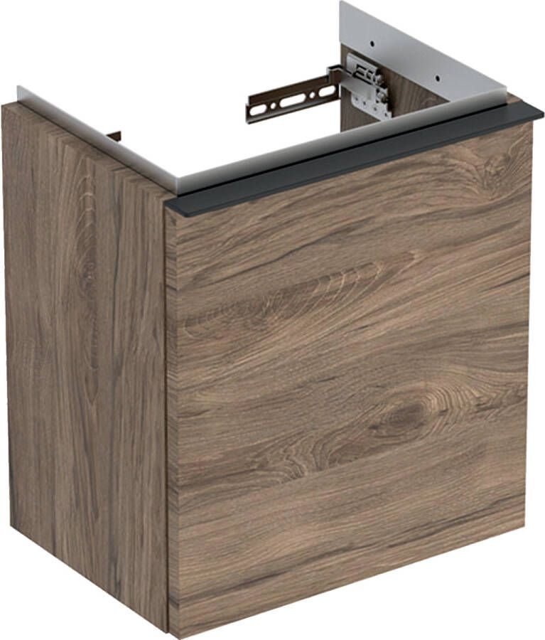 Geberit iCon fonteinonderkast 37x41.5x27.9cm 1 deur rechtsdraaiend met softclose Spaanplaat Noten 502.300.jr.1