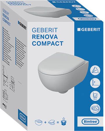 GEBERIT Renova Compact wandcloset diepspoel 3-6l PK rimfree met zitting wit 500.803.00.1