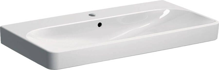 GEBERIT Smyle Wastafel vierkant 1x waskom kraangat midden overloop keramiek 900 x 480 x 165mm (BxDxH) wit