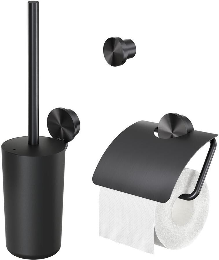 GEESA Opal toiletaccessoireset 3-in-1 zwart geborsteld 917200-09-115