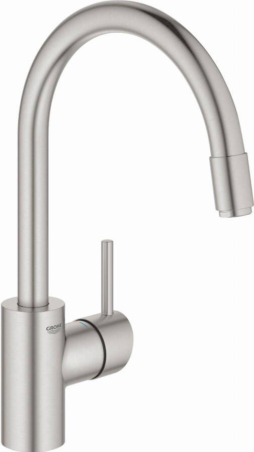 GROHE Concetto Keukenmengkraan eengreeps mousseur uittrekbaar 361mm hoogte 215mm voorsprong uitloop hoog draaibaar supersteel