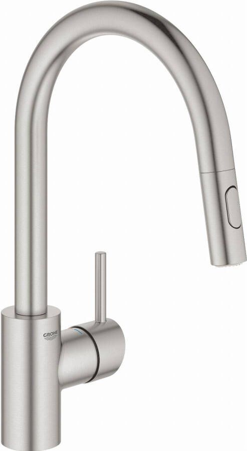 GROHE Concetto 1-gats keukenkraan m. uittrekbare dual spray supersteel 31483DC2