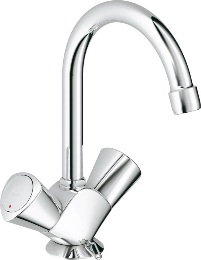 GROHE Costa S Wastafelmengkraan S-size ketting tweegreeps 1-gats 220mm hoogte 137mm uitloop draaibaar chroom