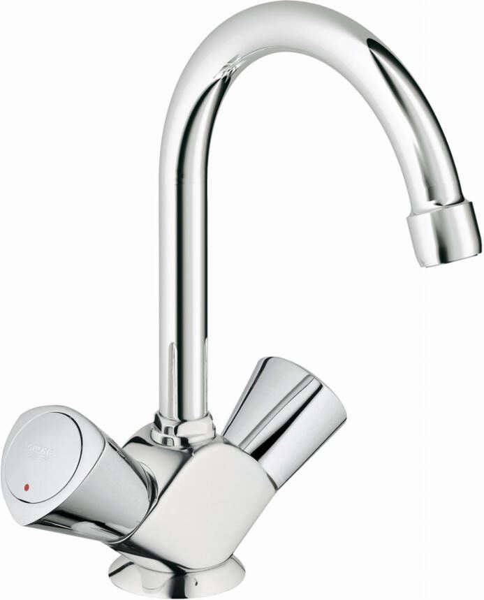 GROHE Costa S Wastafelmengkraan S-size trekwaste tweegreeps 1-gats 220mm hoogte 137mm uitloop draaibaar chroom - Foto 2