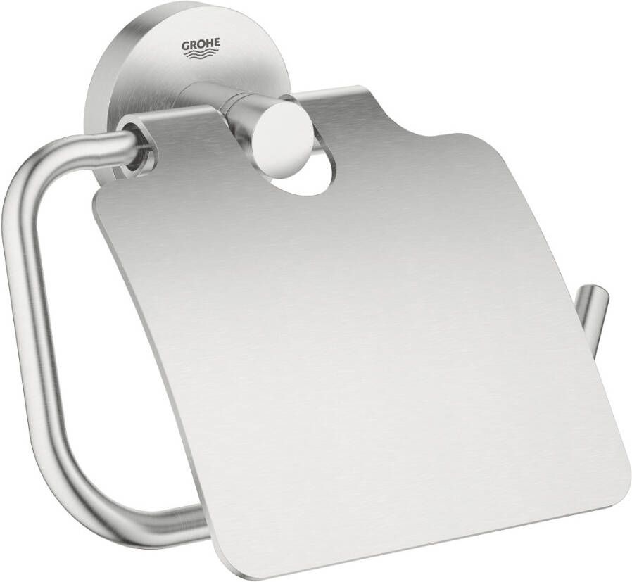 GROHE Essentials Toiletrolhouder met deksel rond wand 1-gats metaal supersteel