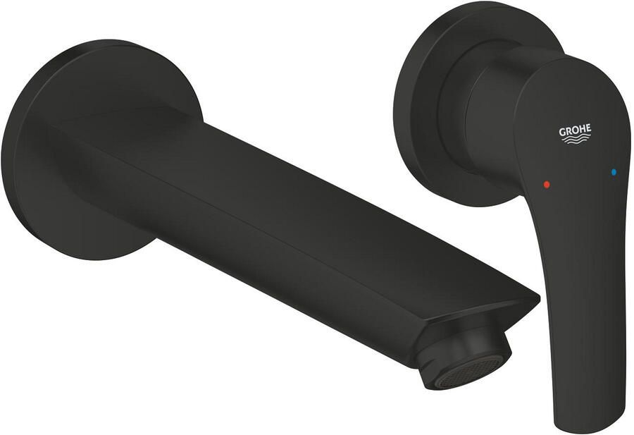 GROHE Eurosmart 2-gats wastafel wandkraan M-size m. voorsprong 20.9cm mat zwart 293382433