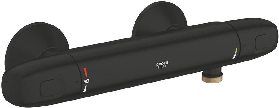 GROHE Grohtherm 1000 New douchethermostaat z. omstel m. koppelingen HOH=15cm mat zwart 348142433