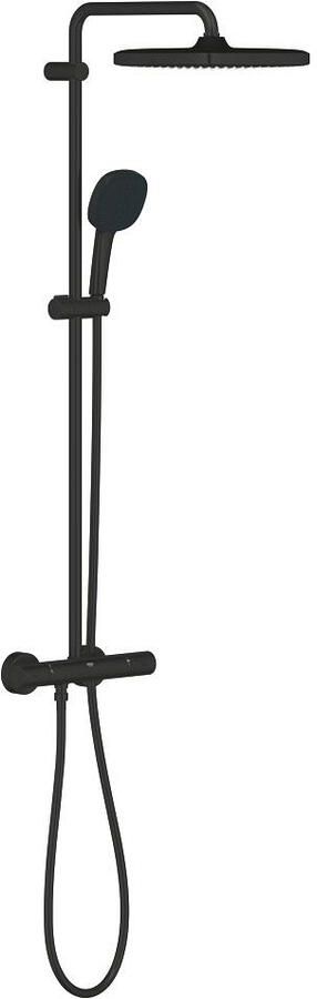 GROHE Tempesta 250 Cube douchesysteem m. douchethermostaat aquadimmer HOH=15cm hoofdd. 1 straalsoort handd. 2 straalsoorten mat zwart 266892431