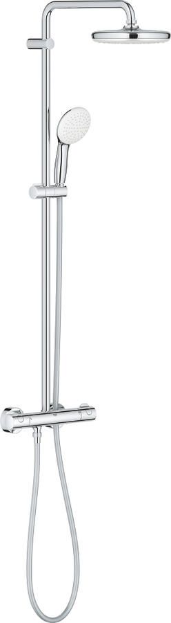 GROHE Tempesta System 210 douchesysteem m. douchethermostaat aquadimmer HOH=15cm hoofdd. 1 straalsoort handd. 1 straalsoort chroom 26811001