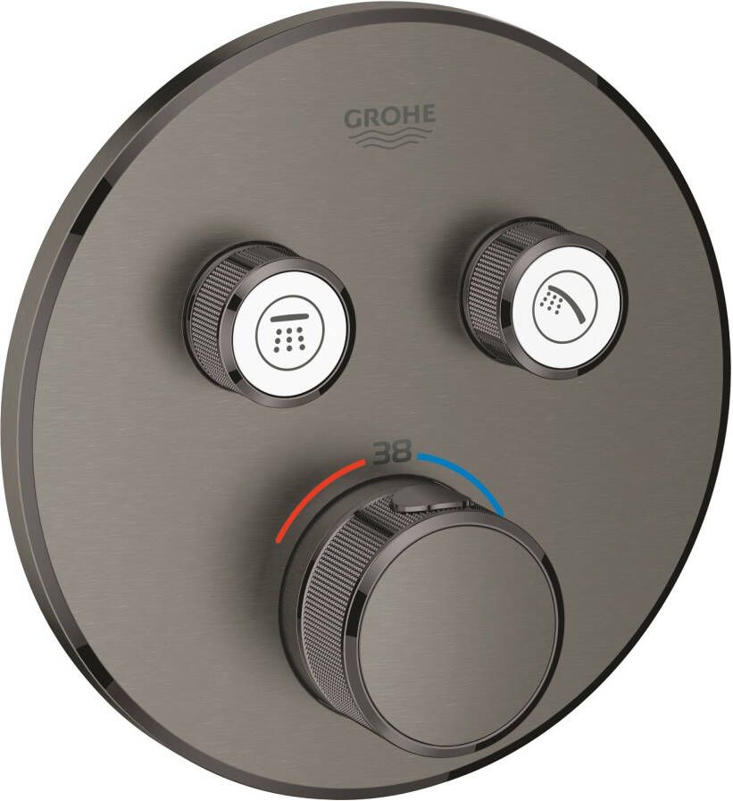 GROHE SmartControl afbouwdeel v. inbouwkraan thermostatisch m. omstel v. 2 functies rond brushed hard graphite 29119AL0
