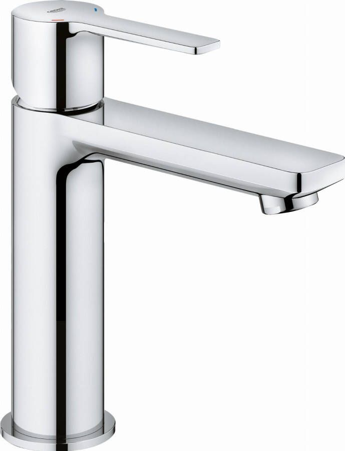 GROHE Lineare New Wastafelmengkraan S-size PO waste eengreeps 1-gats 180mm hoogte glad 128mm uitloop vast chroom