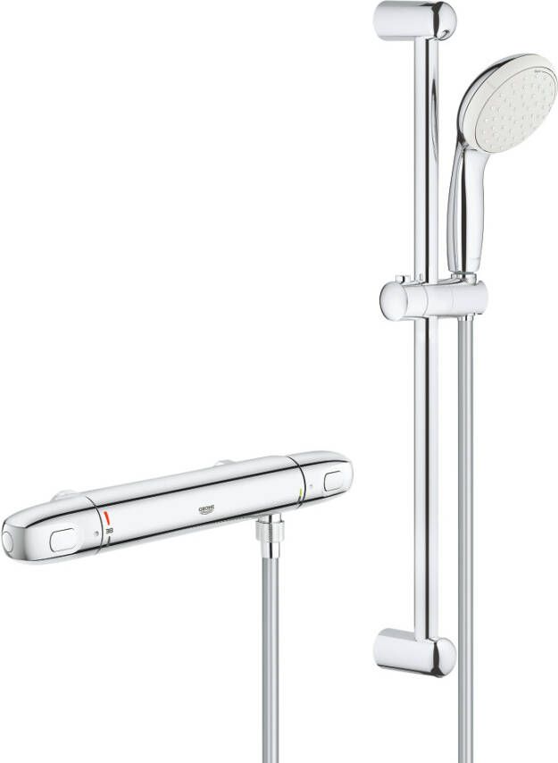 GROHE PROFESSIONAL Grohe Grohtherm 1000 douchethermostaat met Tempesta glijstangset 60 cm chroom hoh 150 mm 34819004