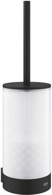 GROHE Selection closetborstelgarnituur met mat glazen inzet wandmontage phantom black
