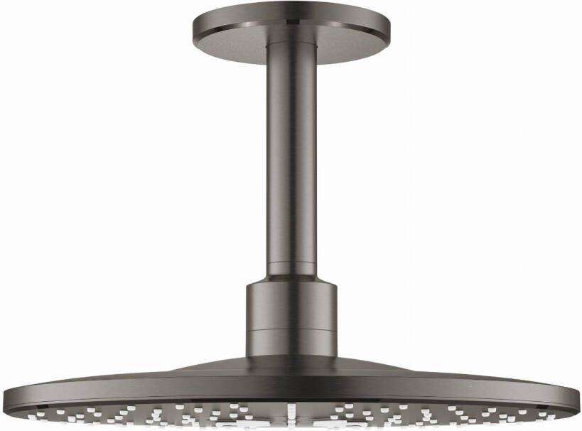 Grohe Rainshower Smartactive 310 ronde hoofddoucheset plafondmontage 14.2 cm. 2 straalsoorten Hard graphite geborsteld