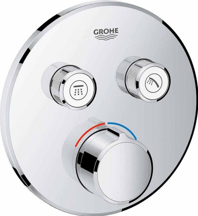 GROHE Smartcontrol Inbouwmengkraan opbouwdeel rond wand eengreeps met 2x omstelinrichting chroom