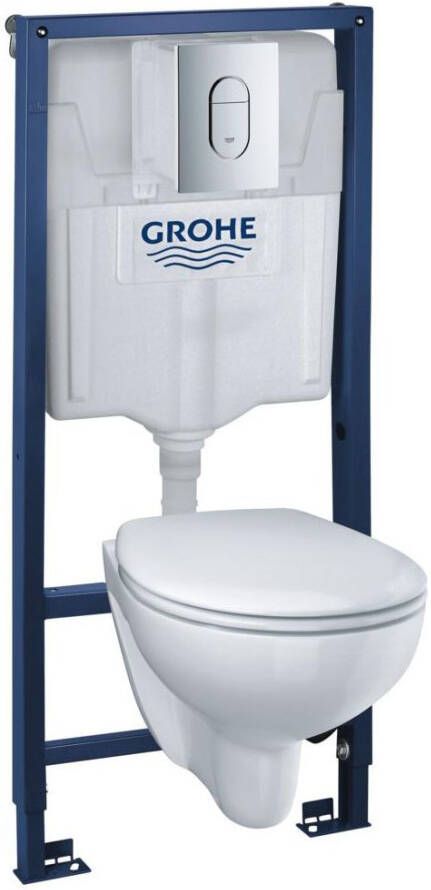 GROHE Bau Ceramic toiletset met Rapid SL inbouwreservoir Bau Ceramic wandcloset met softclose zitting en Arena Cosmopolitan bedieningspaneel