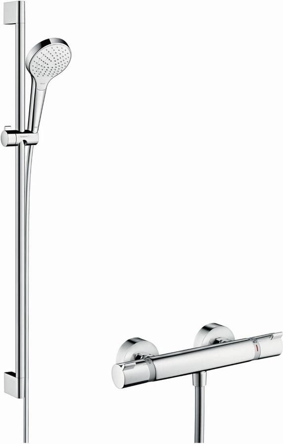 HANS GROHE Hansgrohe Croma Select S douchecombinatie m. glijstangset m. Croma Select S Vario handdouche 90cm HOH=15cm m. Ecostat Comfort douchethermostaat wit chroom 27014400