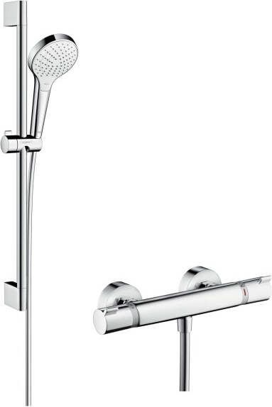 HANS GROHE Hansgrohe Croma Select S Douchecombinatie 650mm glijstang handdouche thermostaat schuifstuk slang chroom wit