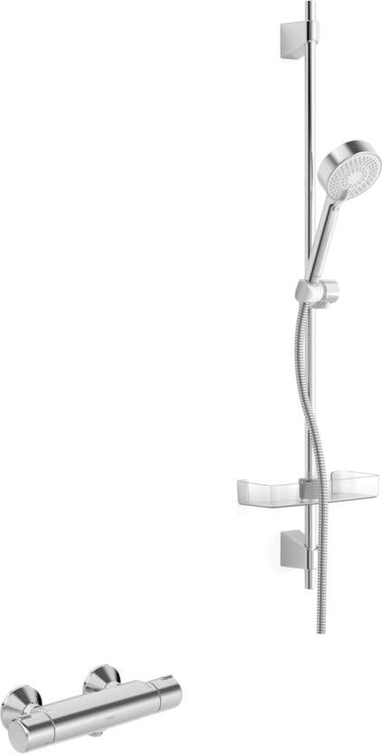 Hansa micra renovatieset glijstangset met douchekraan thermostatisch m. basicjet glijstangset 92cm chroom 48150171
