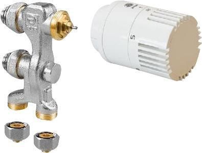 JAGA Pro aansluitset 12 2-pijps met thermkop vloer 2x15mm v.KnockonWood Linea+ Mini Strada Tempo wit COLO.PF2.JW.3115