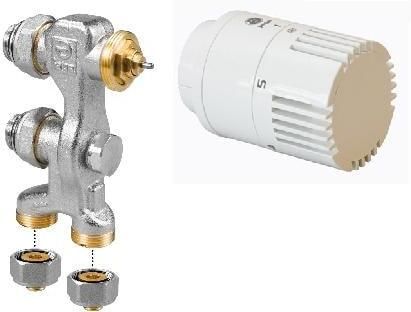 JAGA PRO ventiel vloer 1+2 pijps met JW-kop en koppelingen 16x2mm voor aluminium-kunststof buis COLO.PF2.JW.3316