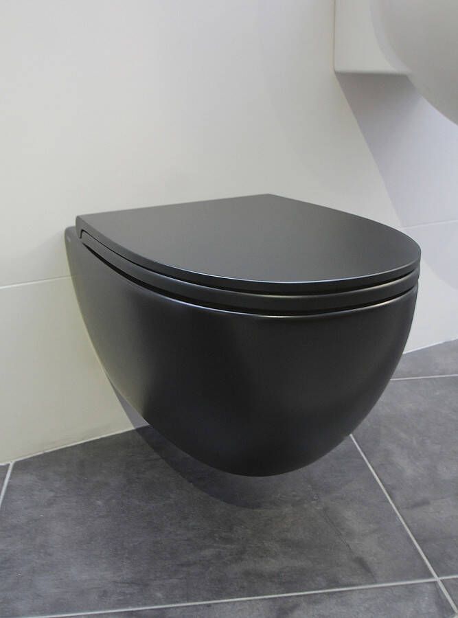 Luca Sanitair Globo 4ALL wandcloset rimless 48x37cm mat zwart GLMDS04.AR