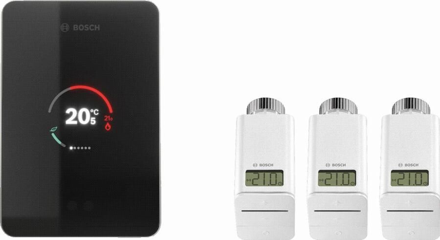 BOSCH THERMOTECHNIEK Bosch EasyControl modulerende kamerthermostaat met 3 electronische thermostatische radiatorkranen zwart