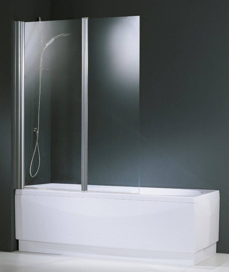 NOVELLINI Aurora 2 Badwand met vast 6mm paneel spatscherm 1500 x 1200mm(HxB ) profiel chroom 5mm glas helder
