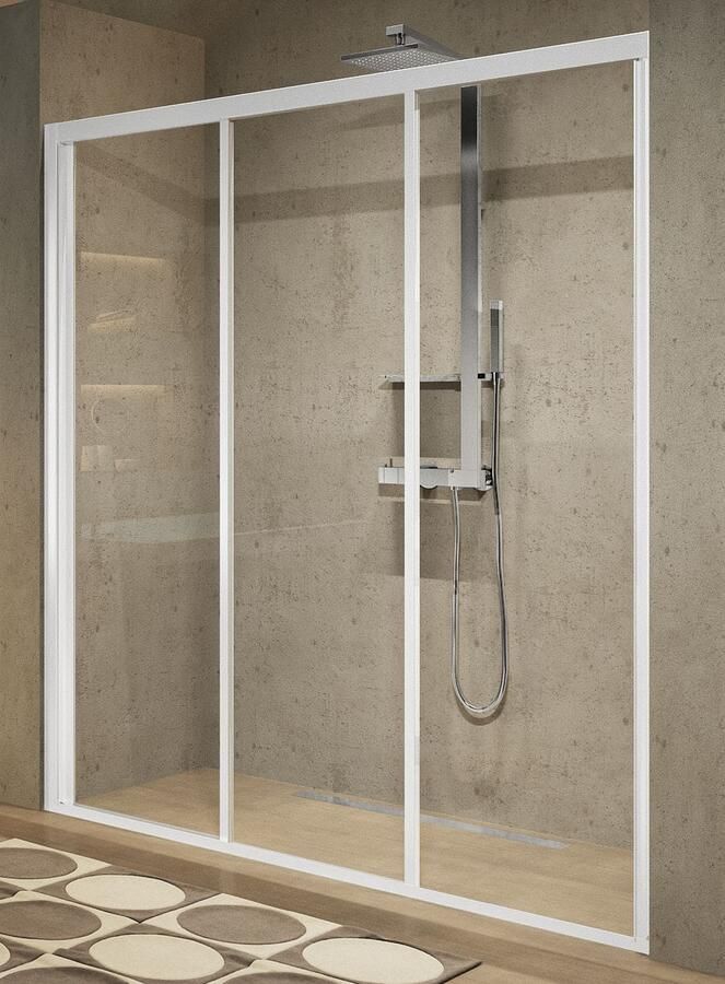NOVELLINI Lunes 2.0 3P douchedeur rechthoekig in nis schuifdeur hxb 1950x840mm profiel wit 4mm glas helder