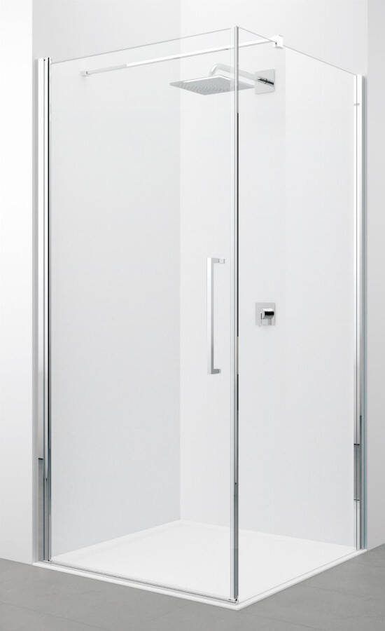 NOVELLINI Young 2.0 FG Douchewand zijwand 2000 x 870mm (HxB) profiel mat chroom 6mm glas helder