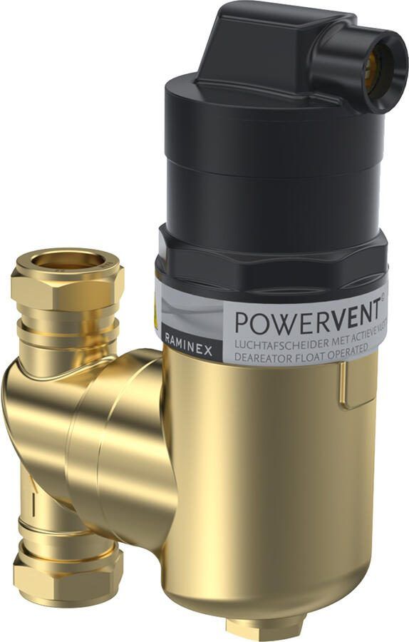 RAMINEX PowerVent luchtafscheider DN20 22 mm knel voor CV-installaties 410084