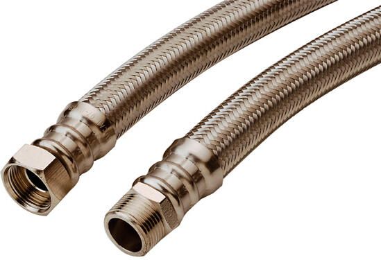 RAMINEX Tucai Extra flexibele aansluitslang 1" buitendraad x 1" binnendraad 1000 mm DN32 RVS omvlochten TAQ204770