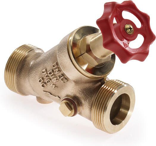 RAMINEX vrijstroomafsluiter brons 1.1 2" x 1.1 2" 2x buitendraad DN32 met aftapgelegenheid PN16 max. 110C 270527