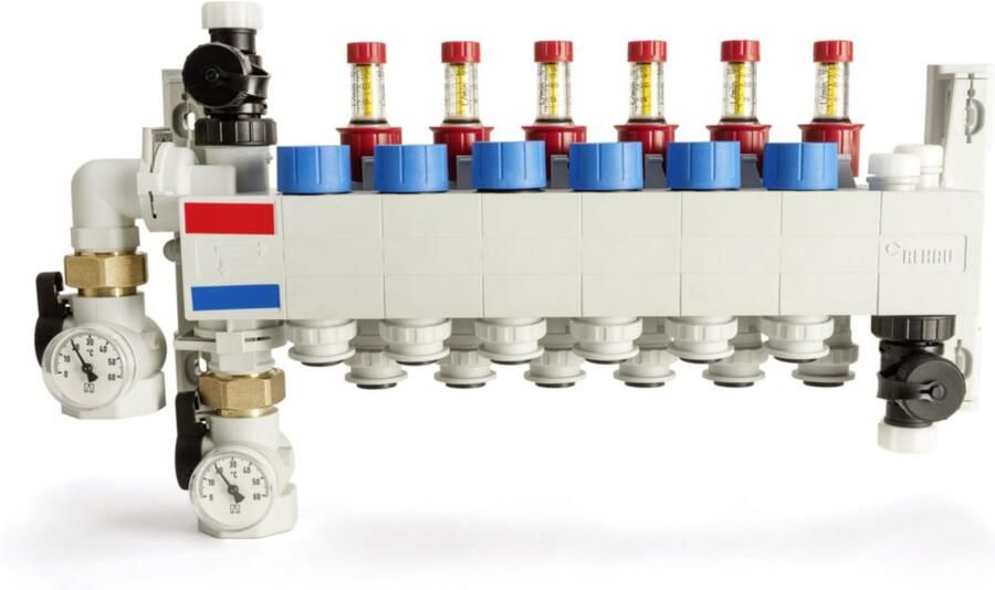 REHAU Speed HKV-D P 17 kunststof vloerverwarming verdeler 16 groeps zonder pomp 14710401001
