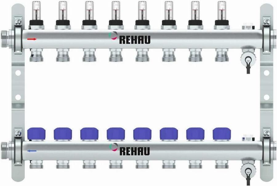 REHAU Verdeler HKV-D Easyflow RVS 8 groeps met flow indicator min max