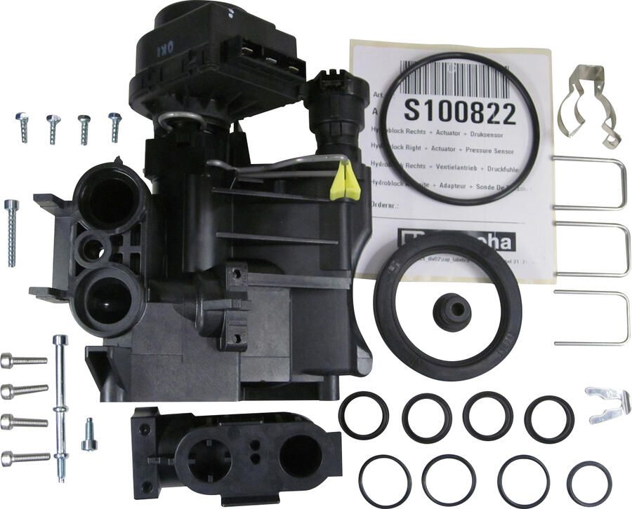 REMEHA hydroblock rechts + actuator + druksensor S100822