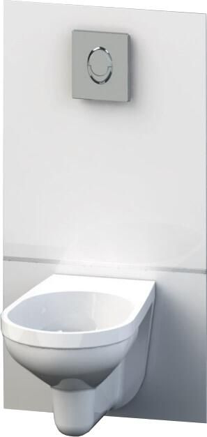 Sanibroyeur Saniwall Pro inbouwelement m. glazen panelen incl. fecaliënvermaler m. Grohe bedieniningsplaat verchroomd excl. toilet wallproupd