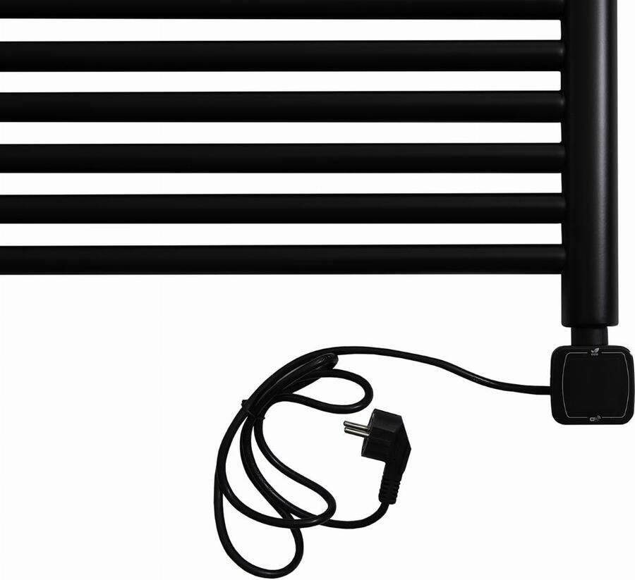 THERMRAD (reserve) thermostaat tbv Tone-E elektrische handoekradiator kleur matzwart incl kabel van 130cm met aangevormde stekker.