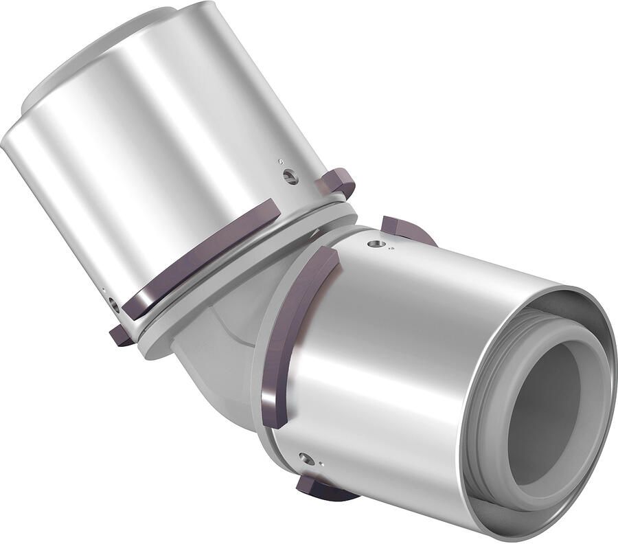 UPONOR S-press fitting knie hoek 45 aansluiting 1: 75mm persmof aansluiting 2: 75mm persmof