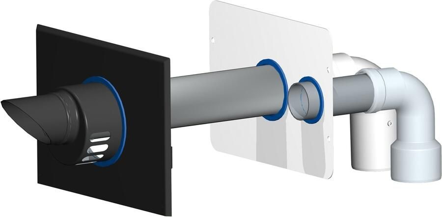 Burgerhout muurdoorvoer renovatieset Ø80 80mm l=630mm Aluminium parallel zwart wit 400453857