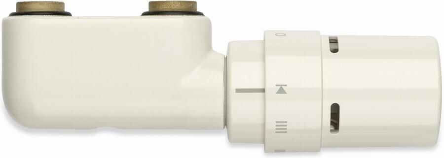 VASCO Design ventielset haaks voor midden-onder aansluiting inclusief thermostaatkop wit RAL9016 118210300009016 - Foto 3