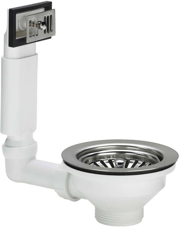 Viega gootsteenafvoer en overloopgarnituur 6 4 x1145mm met korfplug voor gat 90mm RVS 325107