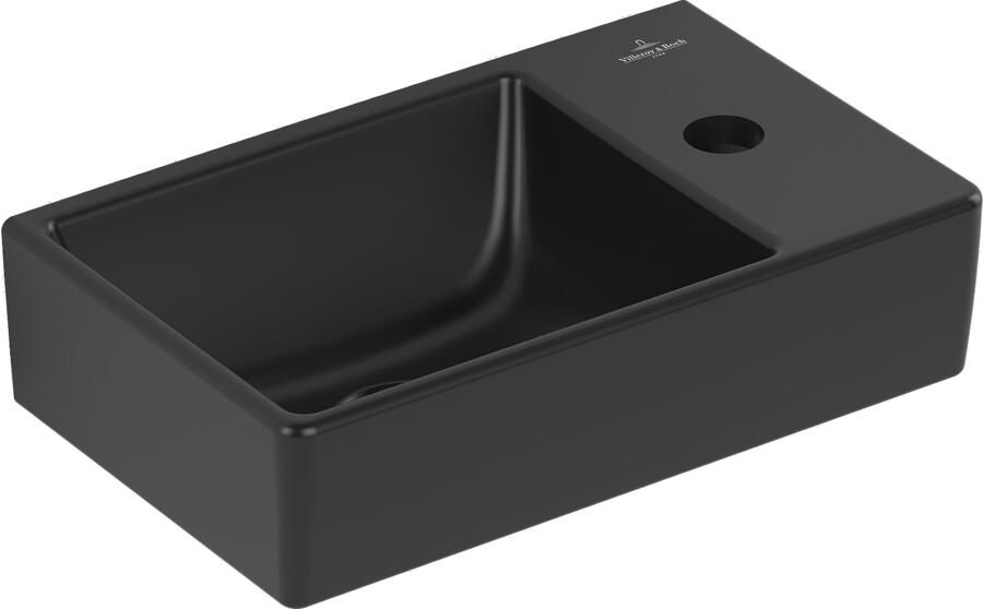 VILLEROY & BOCH Avento fontein m. kraangat rechts 36x22x11cm z. overloop ceramic+ pure black 43003LR7