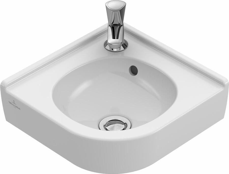 Villeroy & Boch O.novo Hoekfontein 400 x 320 x 145 mm Wit Alpin met overloop ongeslepen