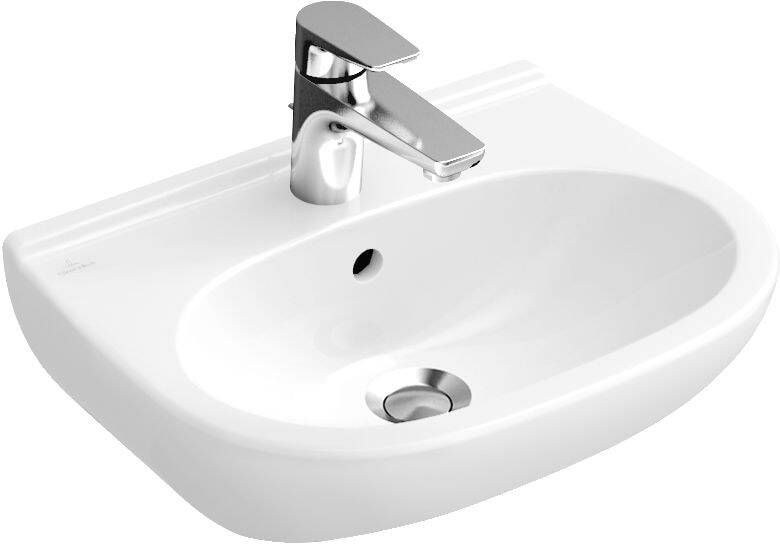VILLEROY&BOCH Villeroy&amp Boch O.Novo keramische wastafel 550x370mm uittikbare kraangaten links en rechts wit