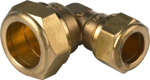 VSH knelfitting messing knie koppeling 90gr verlopend 22 x 15mm (knel x knel) 0863313 - Foto 2