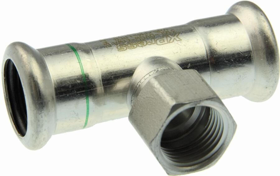 VSH Xpress T-stuk 54mm x 1 2" x 54mm RVS (pers x binnendraad x pers)