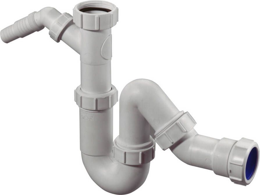 WALRAVEN McAlpine Buissifon universeel 1 2"x40mm 200-260mm hoogte PP wit (voor wastafel gootsteen of wasmachine afvoer)
