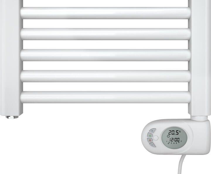 ZEHNDER Aura elektrische handdoekradiator 750W D-profiel stralingsbuis schakelklok hxbxd 1226x500x30mm glans wit - Foto 3