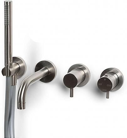 Bongio Squadra Inbouw badthermostaat incl. handdoucheset en 2-weg omstel geborsteld nikkel BO32440NS16ADPRLV